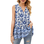 T-shirt ample sans manches col V imprimé