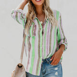 Chemise à Manches Longues et Revers Rayés