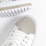 Baskets en cuir argent diamant