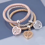 Ensemble de bracelets "Arbre de Vie" avec pendentif coeur (3 couleurs/ensemble)