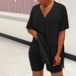 Ensemble Top & Short à manches chauve-souris et col en V