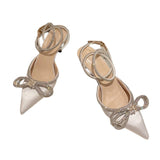 Élégantes sandales à talons avec nœud en strass