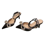 Élégantes sandales à talons avec nœud en strass