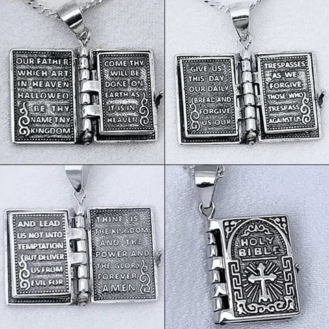Collier petite Bible en argent sterling