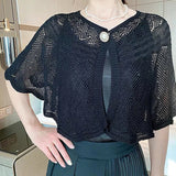 Châle Creux Avec Bouton Perle