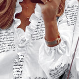 Chemise à volants pour femmes à manches longues