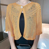 Châle Creux Avec Bouton Perle