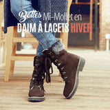 Bottes Mi-Mollet en Daim à Lacets Hiver