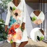 Robe imprimée à manches longues et col rond