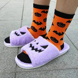 Chaussons d'Halloween Visage de Citrouille