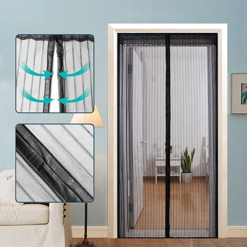 Rideau de porte en maille magnétique anti-moustiques et insectes