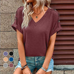 T-shirt à col en V avec boutons