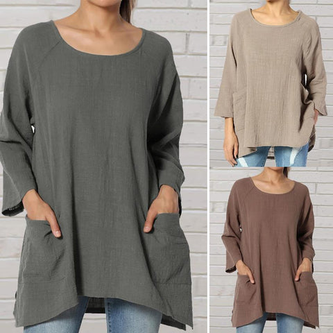 Hauts décontractés en lin pour femmes