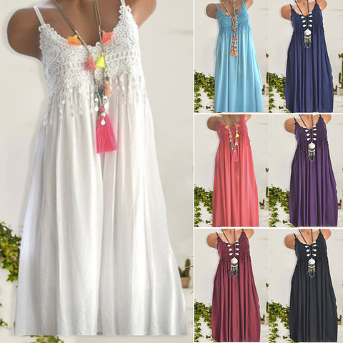 Robe de plage en dentelle sexy de couleur unie