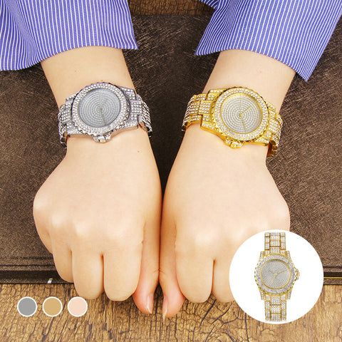 Montre à quartz en alliage pour femme avec diamants