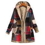 Veste pull à capuche en coton et lin imprimé