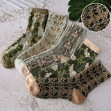 Chaussettes femme en coton fleuri