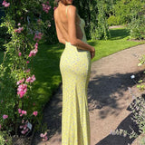 Robe longue dos nu sexy à fleurs pour femmes