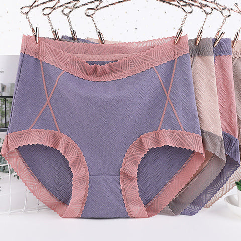 Sous-vêtements antibactériens en dentelle à taille haute