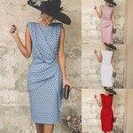 Robe Sexy Moulante à Pois sans Manches - ciaovie