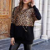 Sweat-shirt à empiècements à imprimé léopard