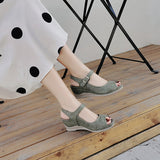 Sandales compensées à crochet creux