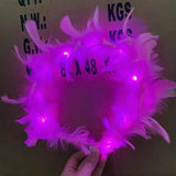 Couronne de plumes lumineuses à DEL douces pour filles
