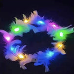 Couronne de plumes lumineuses à DEL douces pour filles