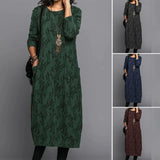 Robe de Poche Imprimée à Manches Longues