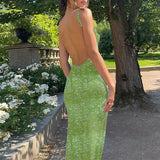 Robe longue dos nu sexy à fleurs pour femmes