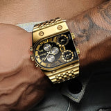 Montre à Quartz Multi-fuseaux Horaires pour Homme à Grand Cadran