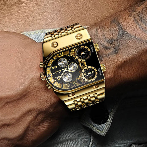 Montre à Quartz Multi-fuseaux Horaires pour Homme à Grand Cadran