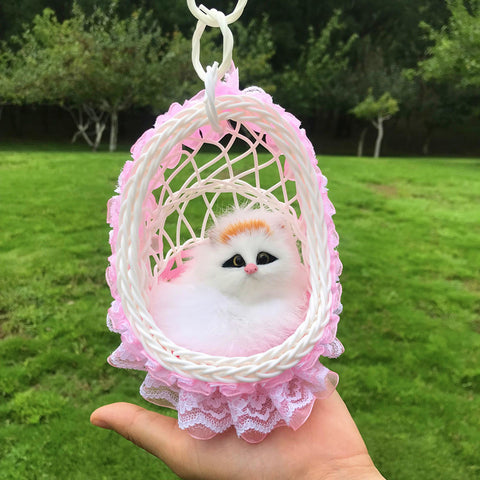 Panier de Fleurs Chaton Simulé