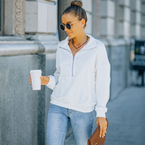 Sweat-shirt à col roulé de couleur unie