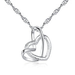 Collier Pendentif Double Coeur Givré