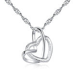 Collier Pendentif Double Coeur Givré