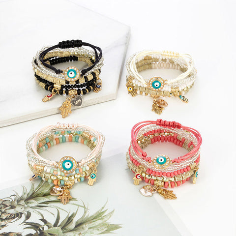 Bracelets de perles de riz multicouches