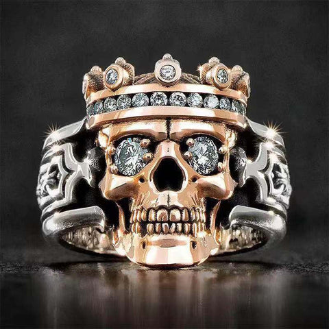 Bague en Argent Sterling Tête de Mort Roi