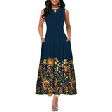 Robe Trapèze Imprimée Sans Manches