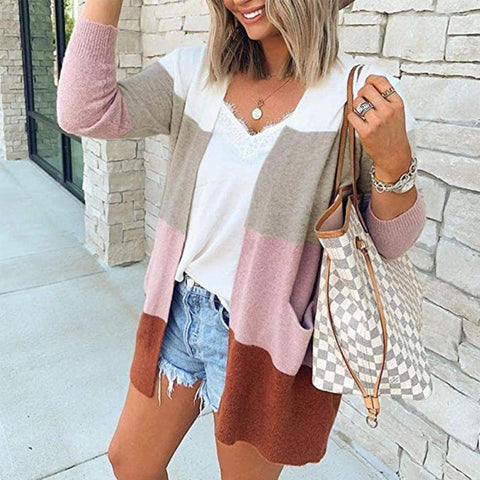 Pull Cardigan Contrasté