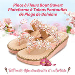 Pince à Fleurs Bout Ouvert Plateforme à Talons Pantoufles de Plage de Bohême