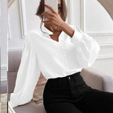 Chemise Boutonnée à Col Montant et Manches Longues