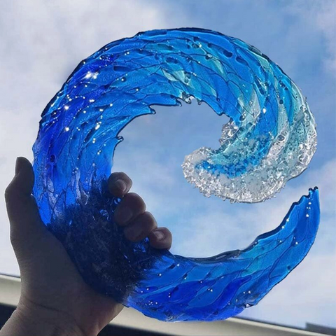 Sculpture En Verre Fusionné Ocean Wave