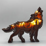 Ornement d'animal de forêt en bois creux 3D