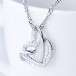 Collier Pendentif Double Coeur Givré