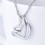 Collier Pendentif Double Coeur Givré