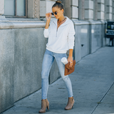 Sweat-shirt à col roulé de couleur unie