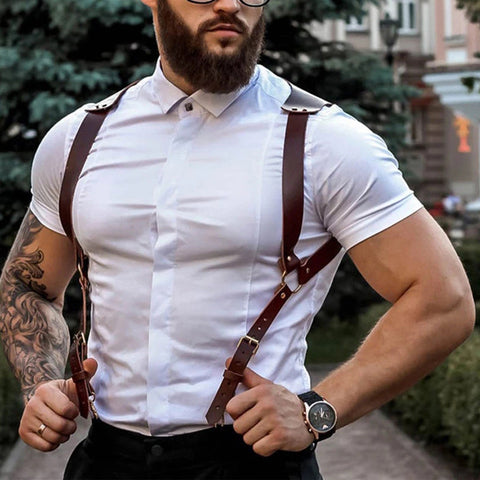 Sangle de harnais de retenue en cuir pour hommes