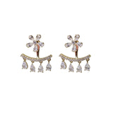 Boucles d'Oreilles Fleur Zircon Pompon