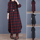 Robe Chemise à Carreaux à Manches Longues